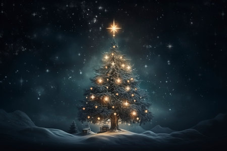 Christmas card with Magic Tree , copy spaceの素材