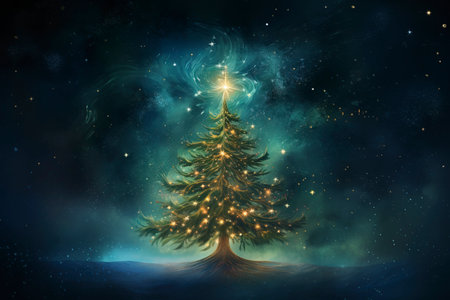 Christmas card with Magic Tree , copy spaceの素材