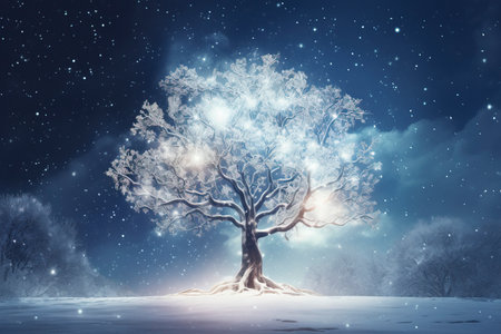 Christmas card with Magic Tree , copy spaceの素材