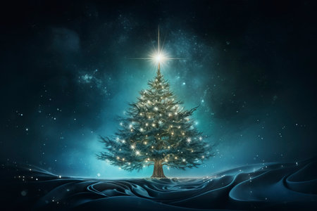Christmas card with Magic Tree , copy spaceの素材