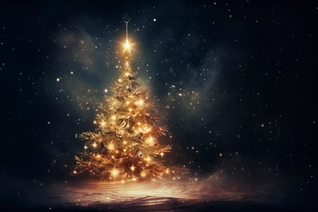 Christmas card with Magic Tree , copy spaceの素材