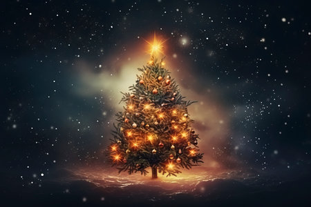 Christmas card with Magic Tree , copy spaceの素材