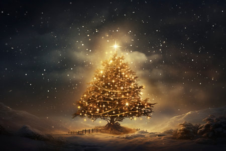 Christmas card with Magic Tree , copy spaceの素材