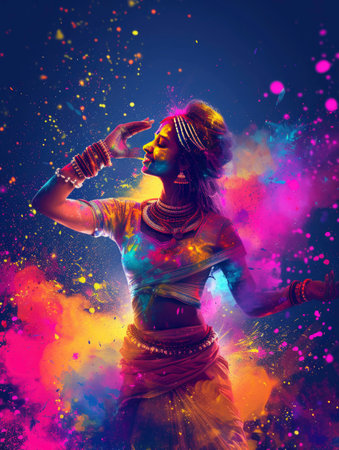 Colorful explosion of powder. Colorful cloud. Abstract background.の素材