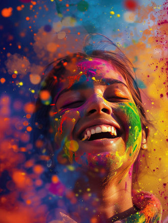 Colorful explosion of powder. Colorful cloud. Abstract background.の素材