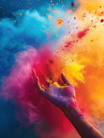 Colorful explosion of powder. Colorful cloud. Abstract background.の素材