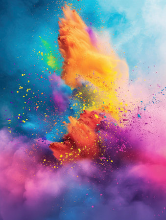 Colorful explosion of powder. Colorful cloud. Abstract background.の素材