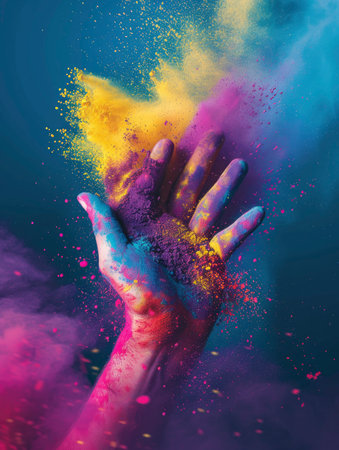 Colorful explosion of powder. Colorful cloud. Abstract background.の素材