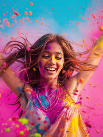 Colorful explosion of powder. Colorful cloud. Abstract background.の素材