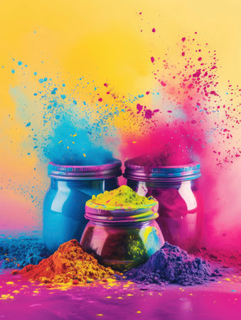 Colorful explosion of powder. Colorful cloud. Abstract background.の素材
