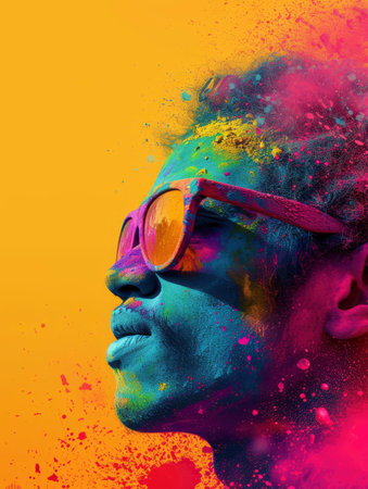 Colorful explosion of powder. Colorful cloud. Abstract background.の素材