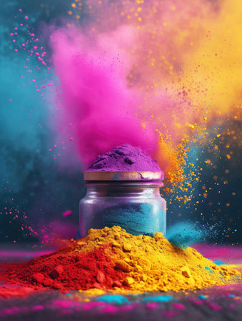 Colorful explosion of powder. Colorful cloud. Abstract background.の素材