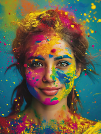 Colorful explosion of powder. Colorful cloud. Abstract background.の素材