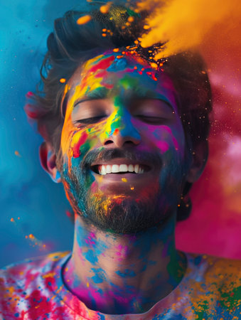 Colorful explosion of powder. Colorful cloud. Abstract background.の素材