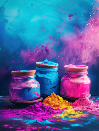 Colorful explosion of powder. Colorful cloud. Abstract background.の素材