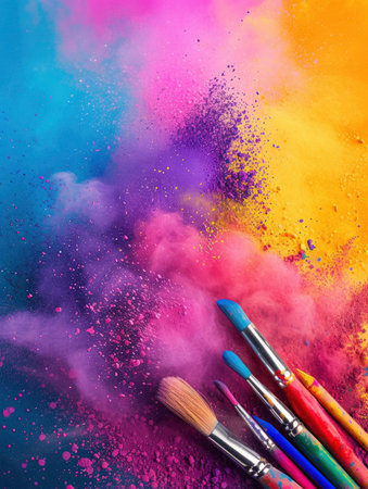 Colorful explosion of powder. Colorful cloud. Abstract background.の素材