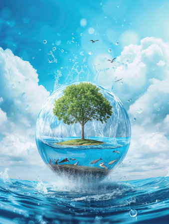 Water splashing out of a glass of water. 3d renderingの素材