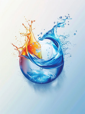 Water splashing out of a glass of water. 3d renderingの素材