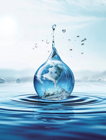Water splashing out of a glass of water. 3d renderingの素材