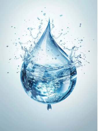 Water splashing out of a glass of water. 3d renderingの素材
