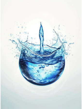 Water splashing out of a glass of water. 3d renderingの素材