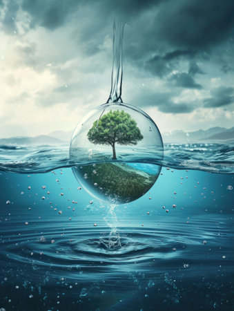 Water splashing out of a glass of water. 3d renderingの素材