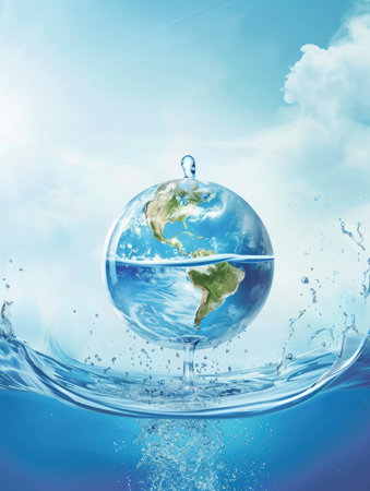 Water splashing out of a glass of water. 3d renderingの素材