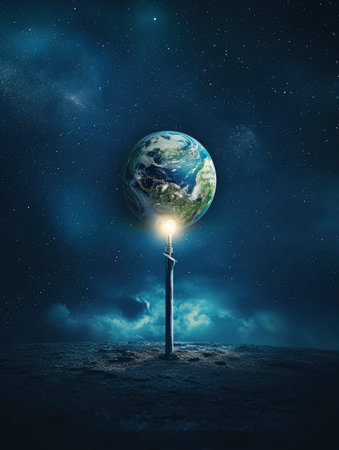 earth hour poster design, realistis , HD, copy Spaceの素材