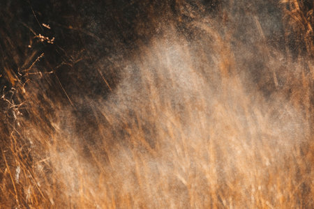 Abstract golden field with motion blur shows a peaceful natural scene perfect for artistic or tranquil background usage.の素材