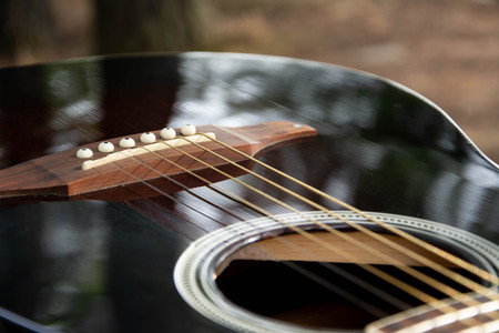 Guitar on a tableの写真素材