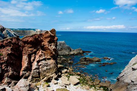landscape of rocks in Asturias beachの写真素材