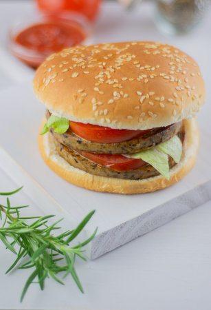 vegan seitan burgerの写真素材