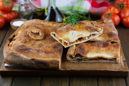 raditional homemade Galician empanadaの写真素材