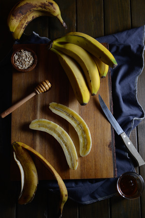 banana with oatmeal for after the gymの写真素材