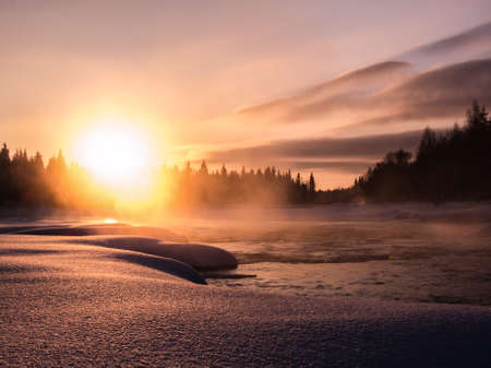 Sunset at the riverの写真素材