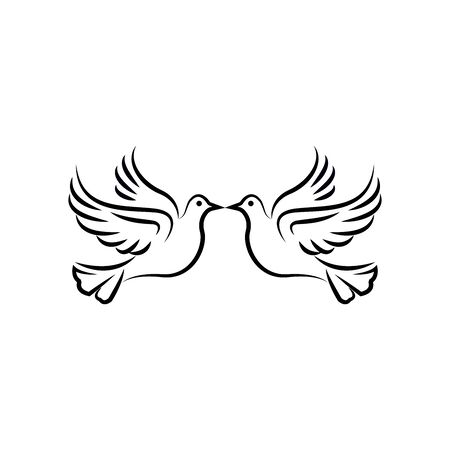 illustration template of twin pigeons, illustration template of twin doves. elegant bird vector logo, beautiful bird vecktor logo, bird vector logoのイラスト素材