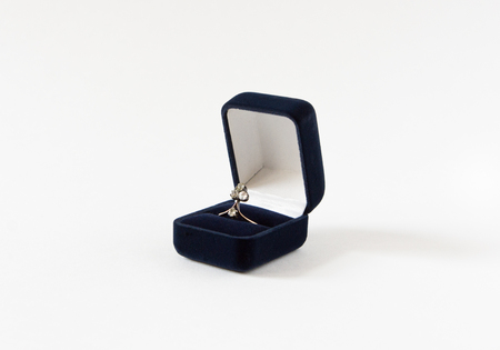 Diamond vintage ring in a present box. Womans Jewelry.の写真素材
