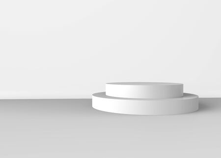 3D Render of white circles on the groundの写真素材