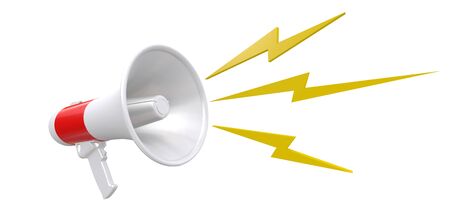 3D illustration of Megaphone,speaking-trumpet, bullhorn, blowhorn, or loudhailerの写真素材