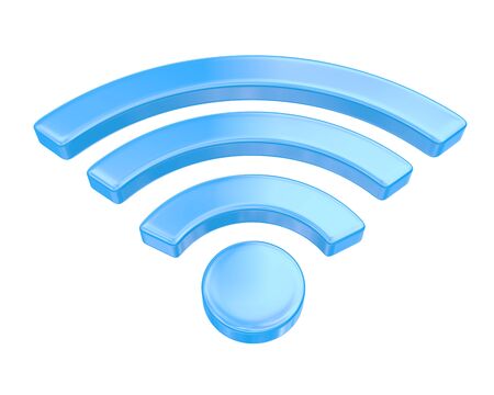 3D Render image of wifi symbol in blue colorの写真素材