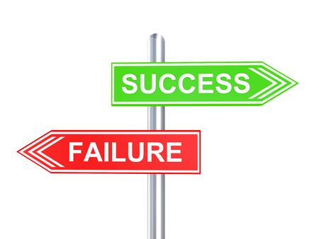 3D render of signboard showing success and failureの写真素材