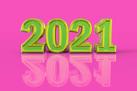 Happy New Year 2021 - 3D illustrationの写真素材