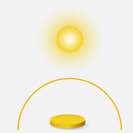 illustration display product pastel  wallpaper business art abstract .This picture is a presentation of a product that is outstanding and worth buying. The circle The highlight is the circle white yellow shadow.のイラスト素材