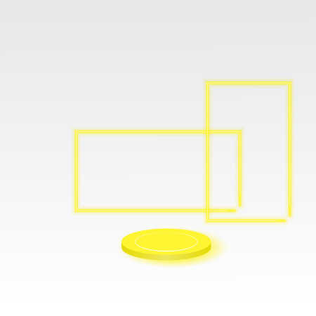 presentation.geometric background minimal abstract .3d podium. neon presentation branding and packaging  geometric background minimal abstract 3d podium circle neon yellow.のイラスト素材