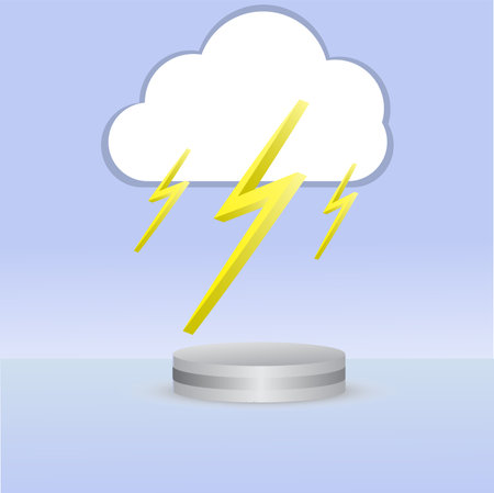 podium 3d circle geometric shape blue gray white shadow background abstract cloud bolt shaft thunderbolt.Peace, Silence, Stability, Faith, Order, Truth, Sobriety, Trust, Loyalty. calmness, smoothnessのイラスト素材
