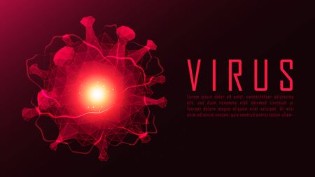 Triangulate shape of Virus cell structure on blue background with sample text. Vector illustrationのイラスト素材