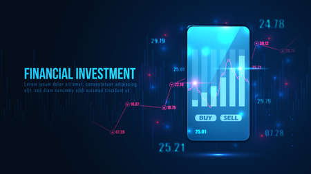 Stock market or forex online trading graph on smartphone concept. Vector illustrationのイラスト素材