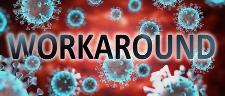 covid and workaround, pictured by word workaround and viruses to symbolize that workaround is...