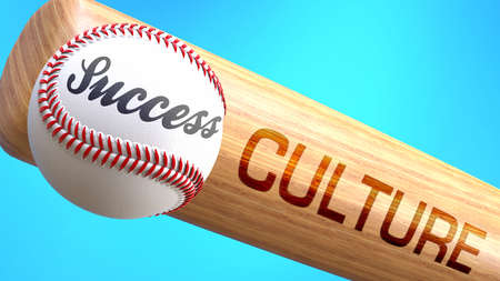 Success in life depends on culture - pictured as word culture on a bat, to show that culture is crucial for successful business or life., 3d illustrationの写真素材