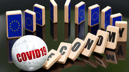EU Europe and covid19, economy and domino effect - chain reaction in EU Europe set off by covid19...